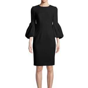 Carolina Herrera Black blouson sleeve cocktail sheath dress Long Sleeve Dress